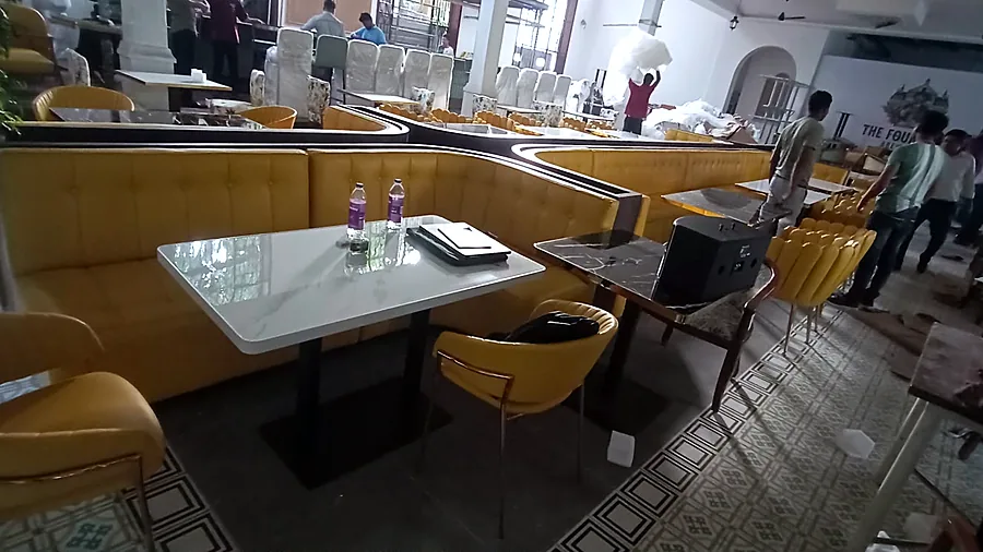 Booth and banquette seating in a café